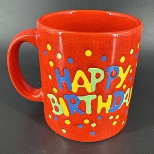 Vintage Waechtersbach Red Happy Birthday Ceramic Coffee Mug West Germany